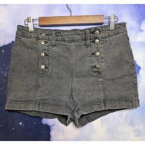 Black High Rise Sailor Shorts with Button Front Detail Size 13 Y2K Soft Grunge